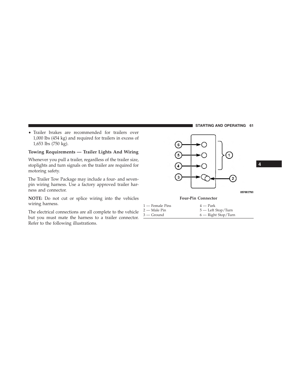 Towing requirements — trailer lights and wiring | Jeep 2015 Grand Cherokee - Diesel Supplement User Manual | Page 63 / 122