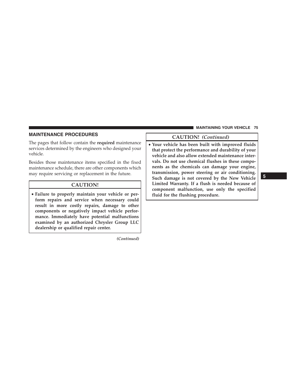 Maintenance procedures | Jeep 2015 Grand Cherokee - Diesel Supplement User Manual | Page 77 / 122