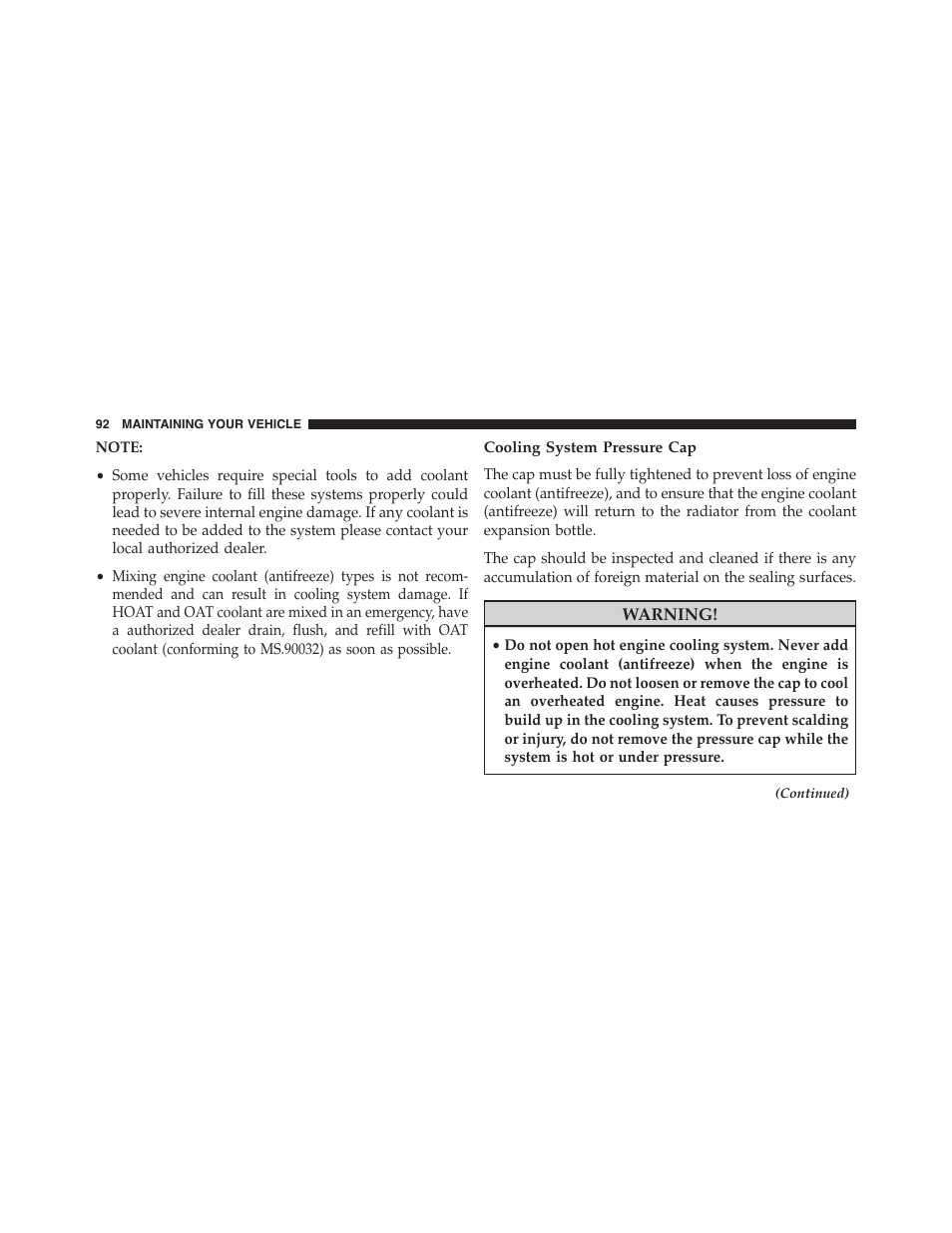 Cooling system pressure cap | Jeep 2015 Grand Cherokee - Diesel Supplement User Manual | Page 94 / 122