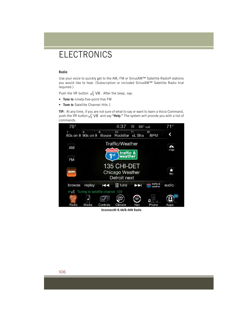 Electronics | Jeep 2015 Grand Cherokee SRT - User Guide User Manual | Page 108 / 268