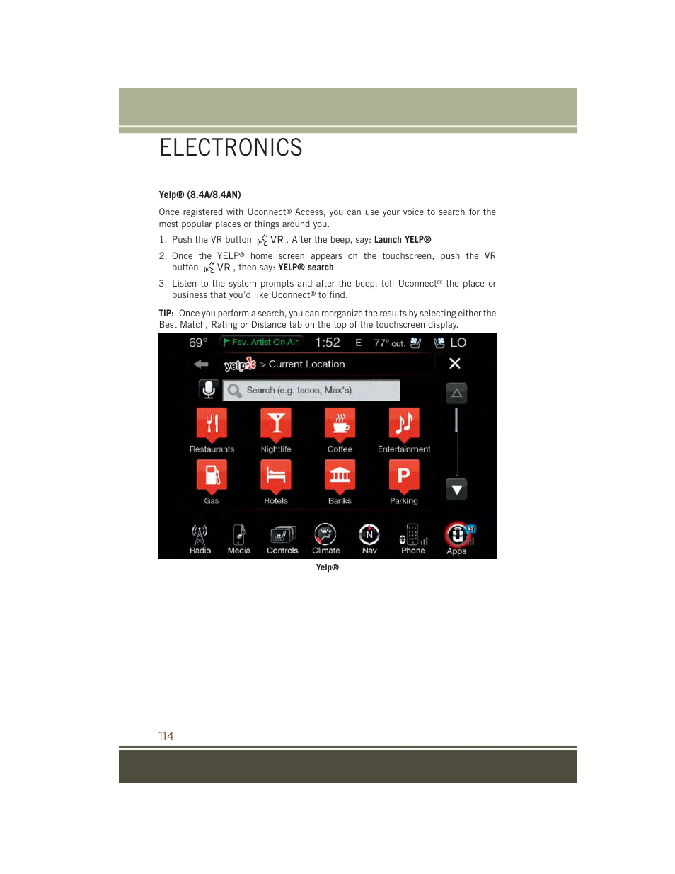 Electronics | Jeep 2015 Grand Cherokee SRT - User Guide User Manual | Page 116 / 268