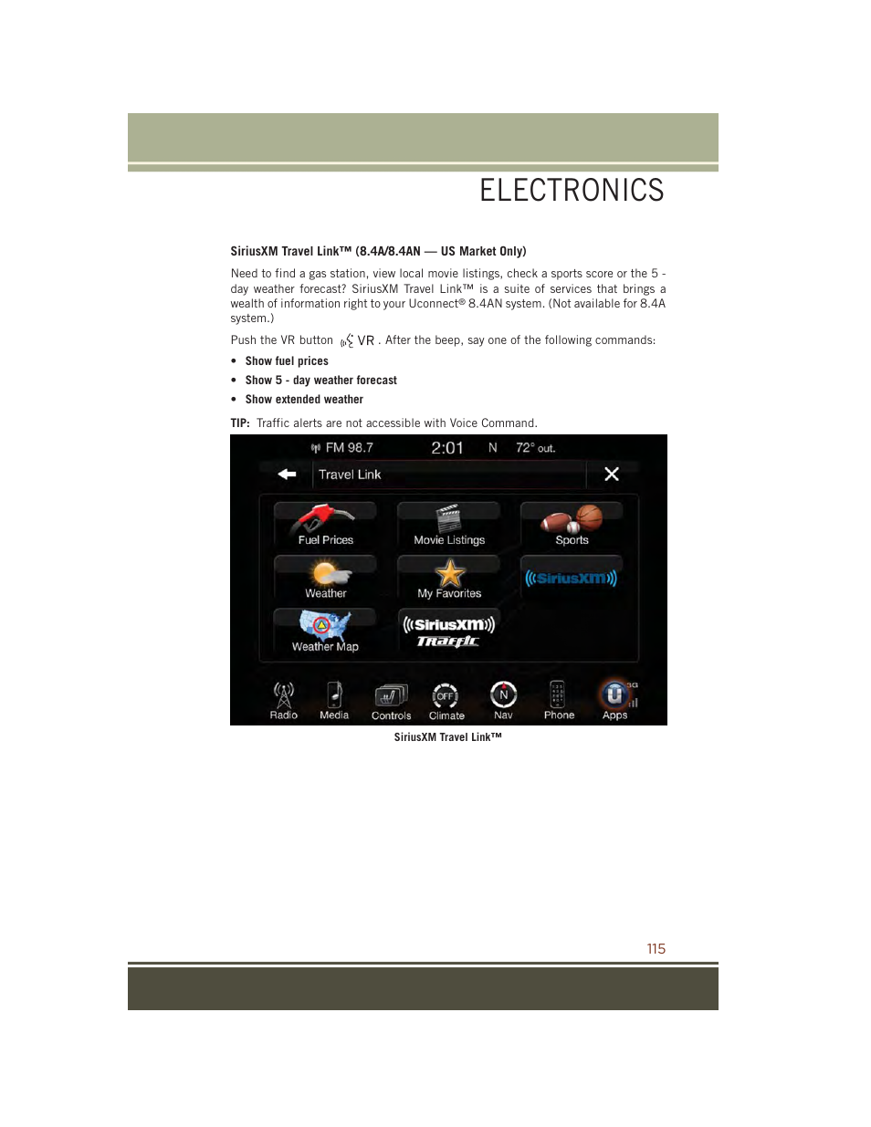 Electronics | Jeep 2015 Grand Cherokee SRT - User Guide User Manual | Page 117 / 268