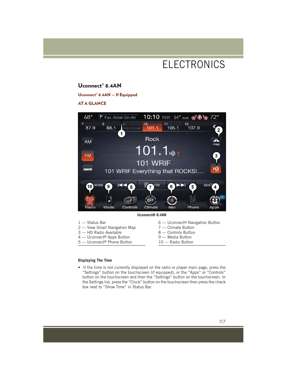 Uconnect® 8.4an, Uconnect® 8.4an — if equipped, At a glance | Uconnect, Electronics | Jeep 2015 Grand Cherokee SRT - User Guide User Manual | Page 119 / 268