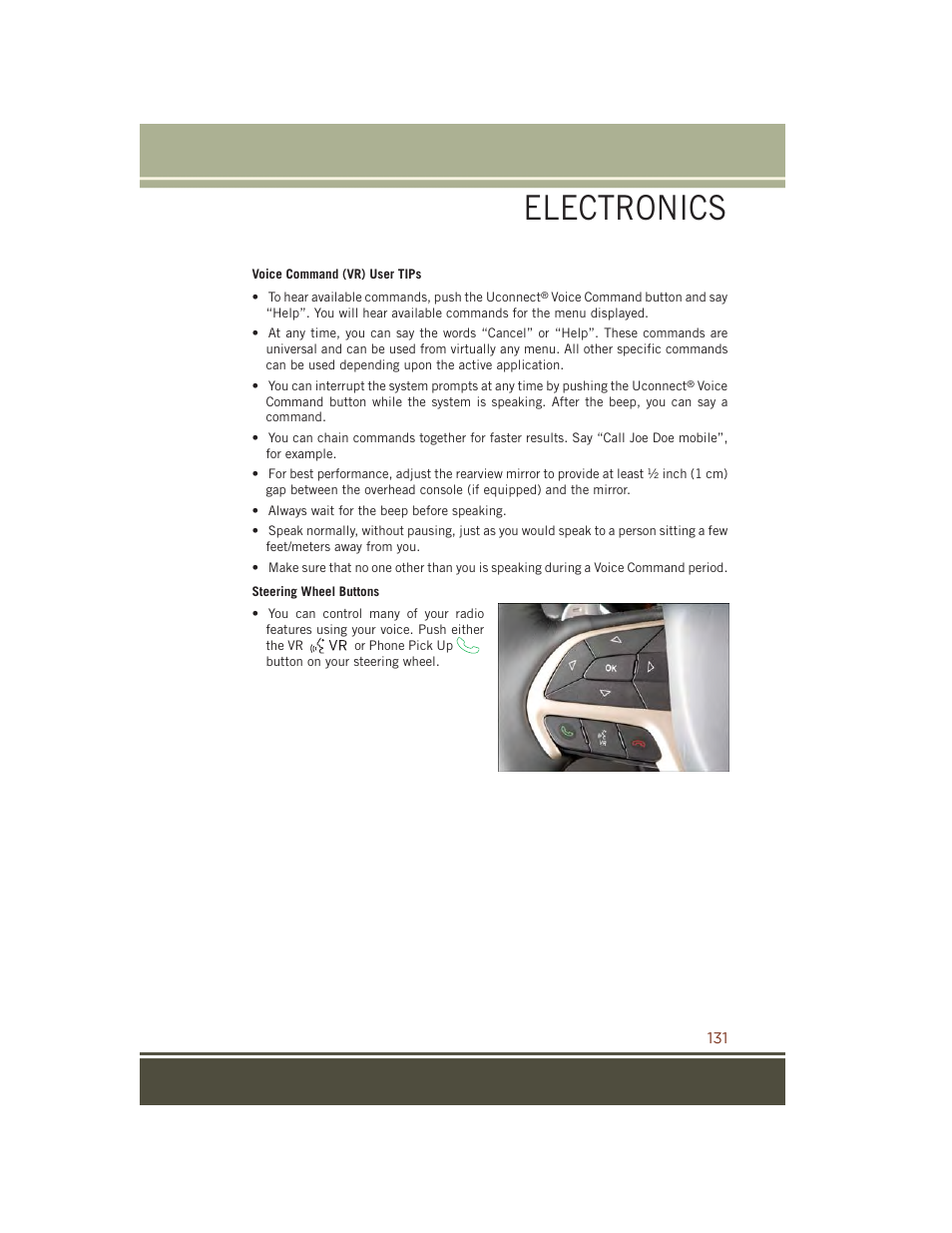 Electronics | Jeep 2015 Grand Cherokee SRT - User Guide User Manual | Page 133 / 268