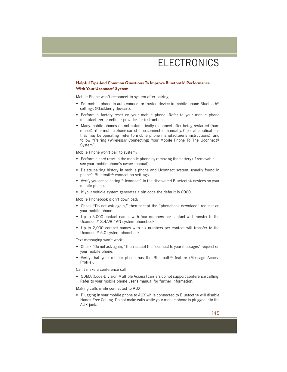 Electronics | Jeep 2015 Grand Cherokee SRT - User Guide User Manual | Page 147 / 268
