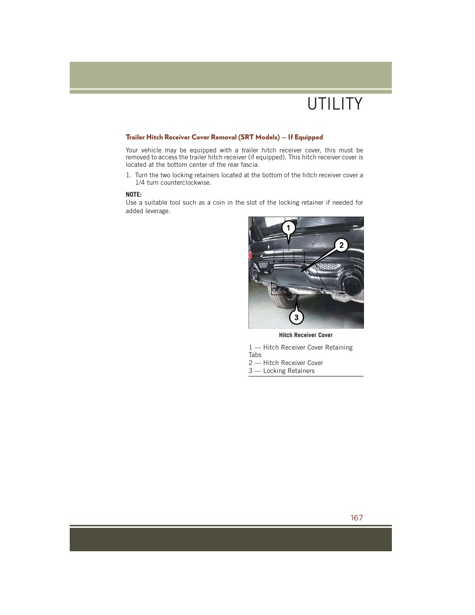 Utility | Jeep 2015 Grand Cherokee SRT - User Guide User Manual | Page 169 / 268