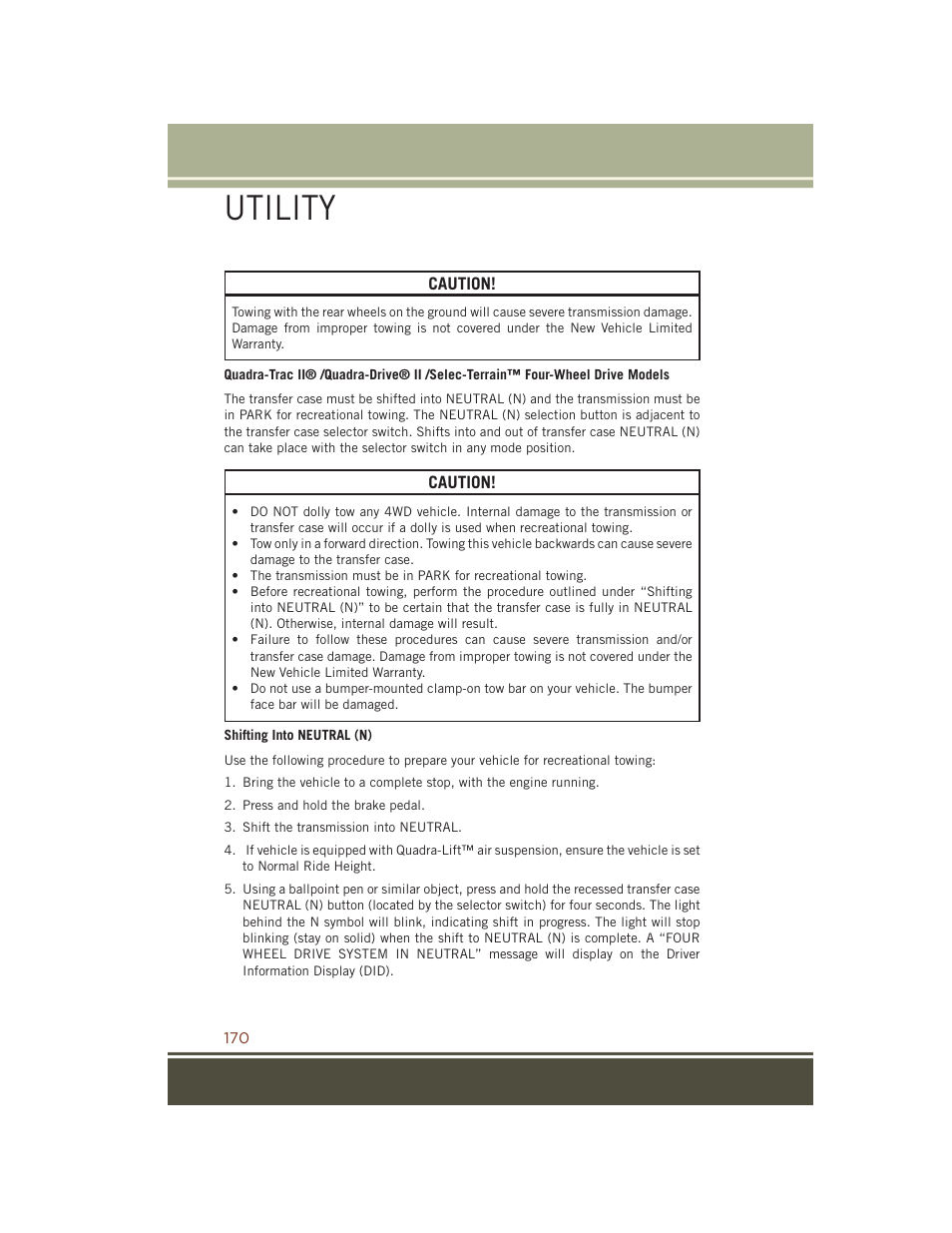 Utility | Jeep 2015 Grand Cherokee SRT - User Guide User Manual | Page 172 / 268
