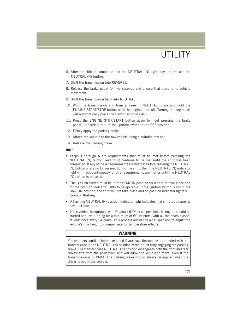 Utility | Jeep 2015 Grand Cherokee SRT - User Guide User Manual | Page 173 / 268