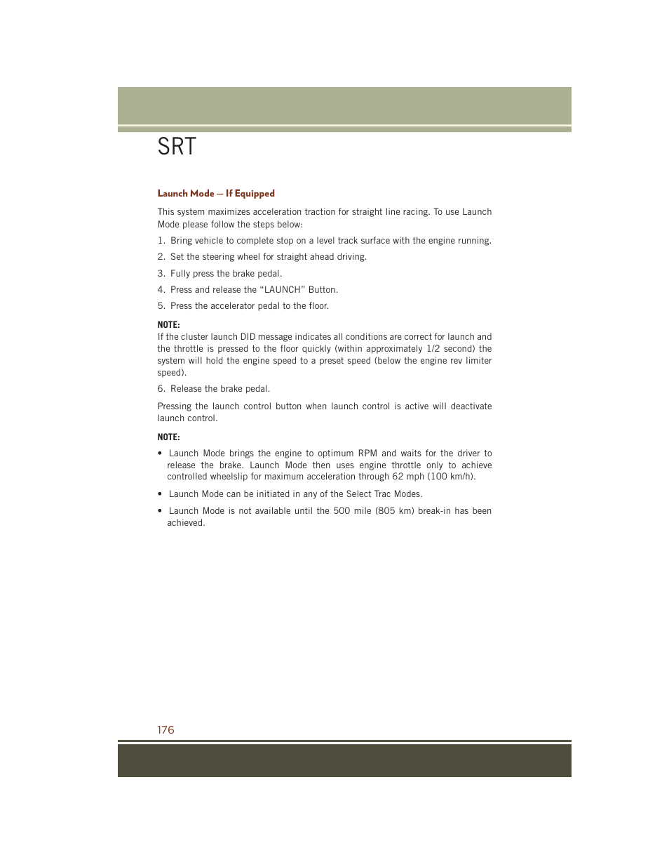 Launch mode — if equipped | Jeep 2015 Grand Cherokee SRT - User Guide User Manual | Page 178 / 268