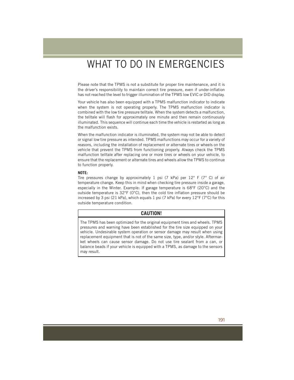 What to do in emergencies | Jeep 2015 Grand Cherokee SRT - User Guide User Manual | Page 193 / 268