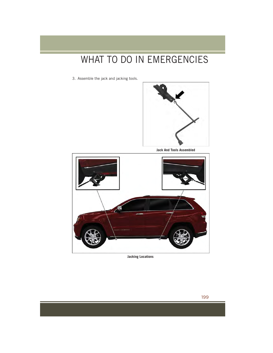 What to do in emergencies | Jeep 2015 Grand Cherokee SRT - User Guide User Manual | Page 201 / 268