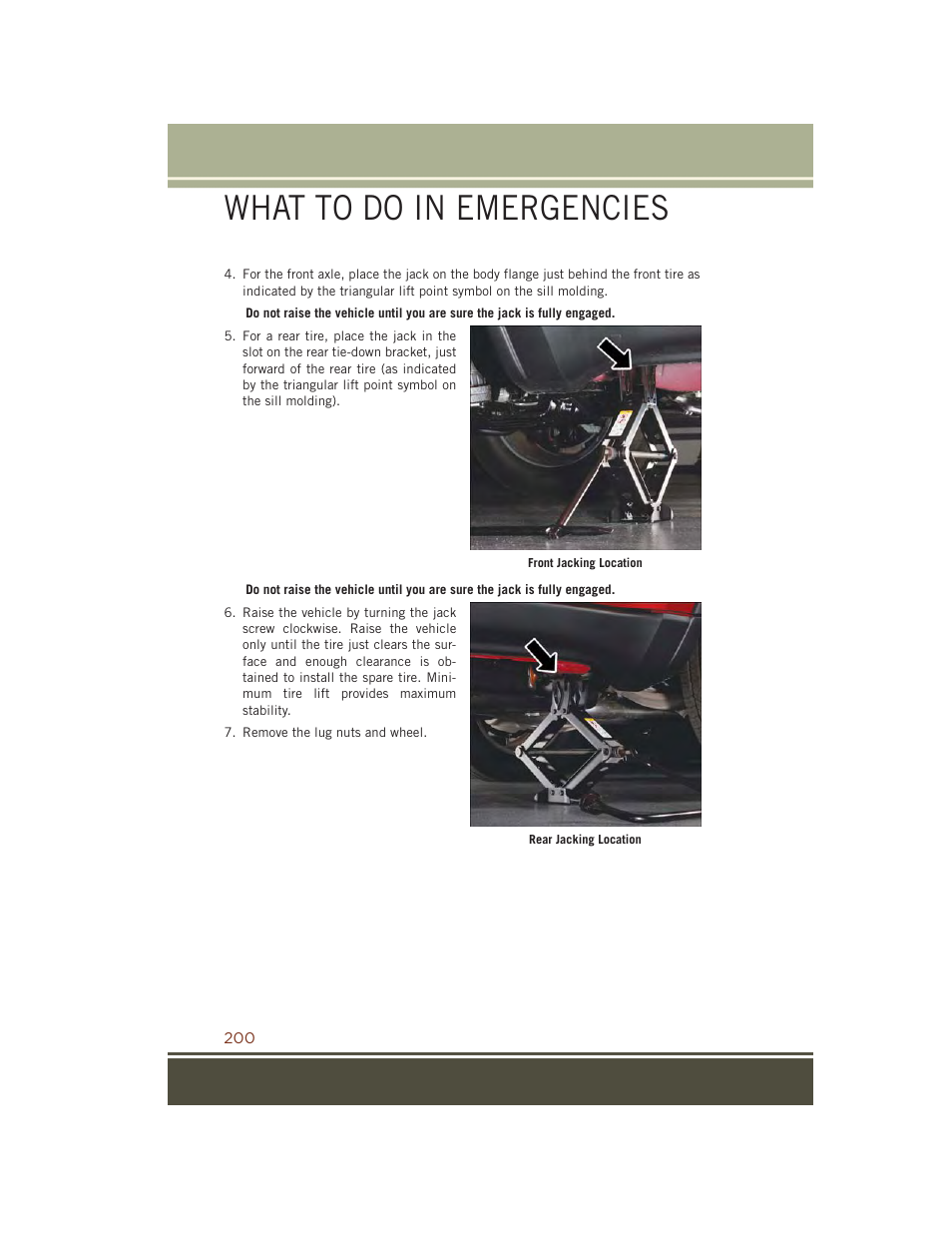 What to do in emergencies | Jeep 2015 Grand Cherokee SRT - User Guide User Manual | Page 202 / 268
