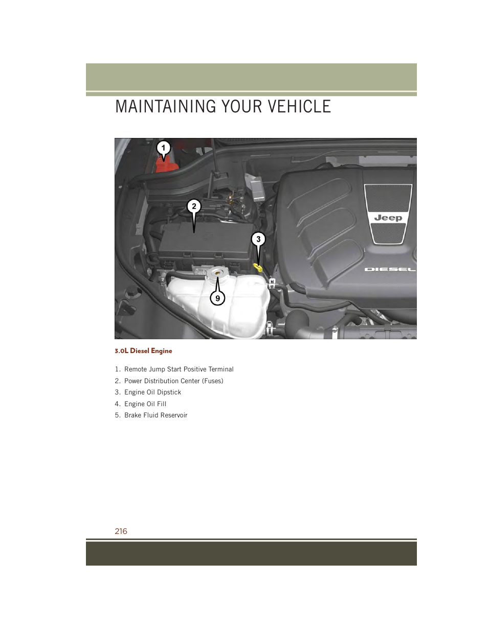 0l diesel engine, Maintaining your vehicle | Jeep 2015 Grand Cherokee SRT - User Guide User Manual | Page 218 / 268