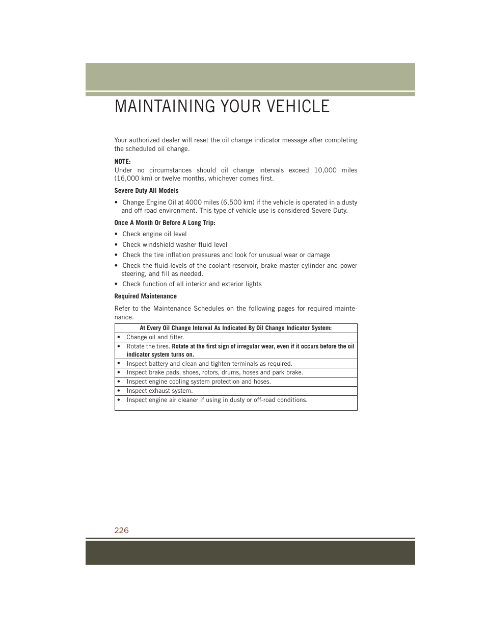 Maintaining your vehicle | Jeep 2015 Grand Cherokee SRT - User Guide User Manual | Page 228 / 268