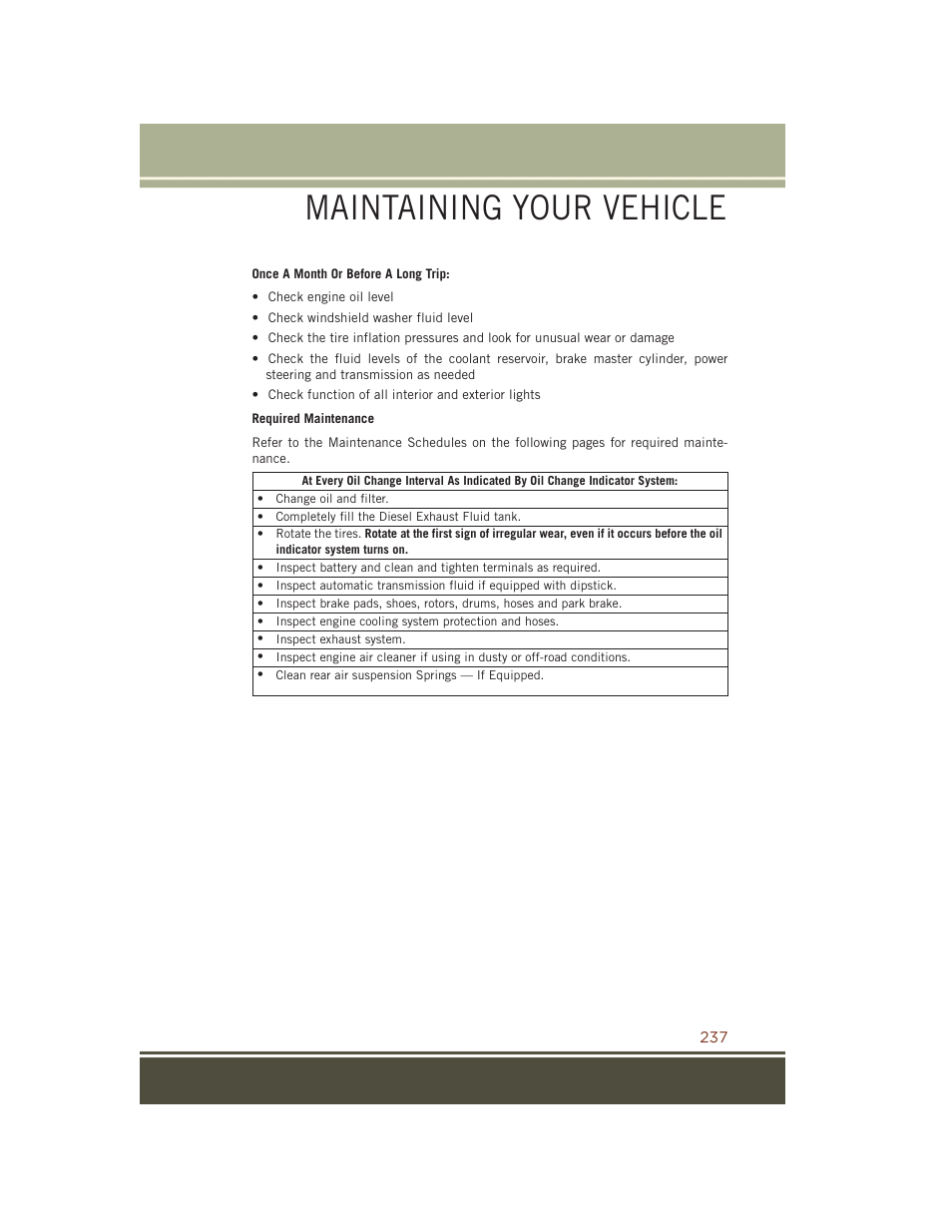 Maintaining your vehicle | Jeep 2015 Grand Cherokee SRT - User Guide User Manual | Page 239 / 268