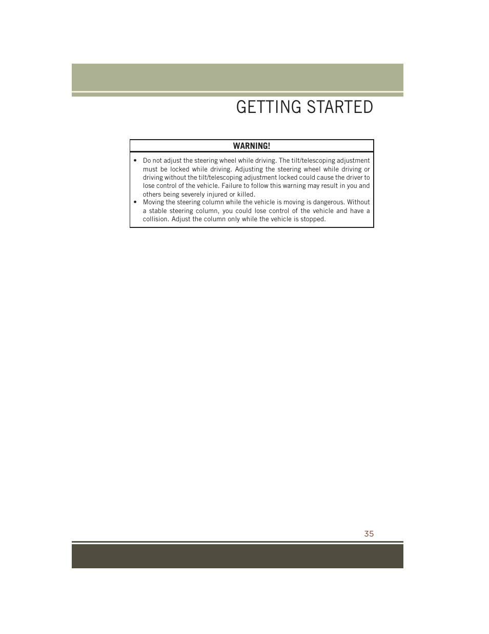 Getting started | Jeep 2015 Grand Cherokee SRT - User Guide User Manual | Page 37 / 268