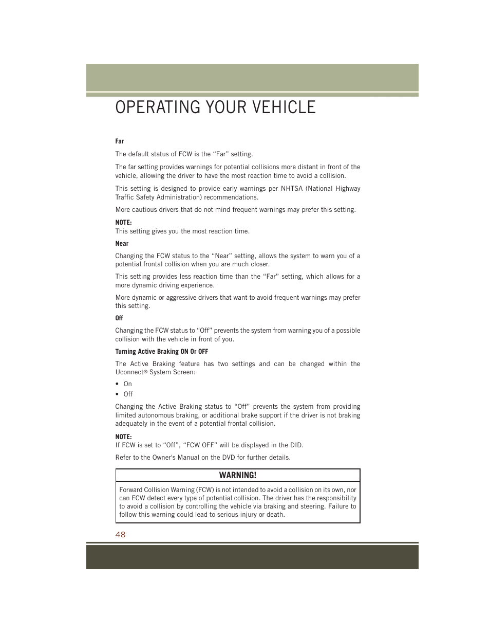 Operating your vehicle | Jeep 2015 Grand Cherokee SRT - User Guide User Manual | Page 50 / 268