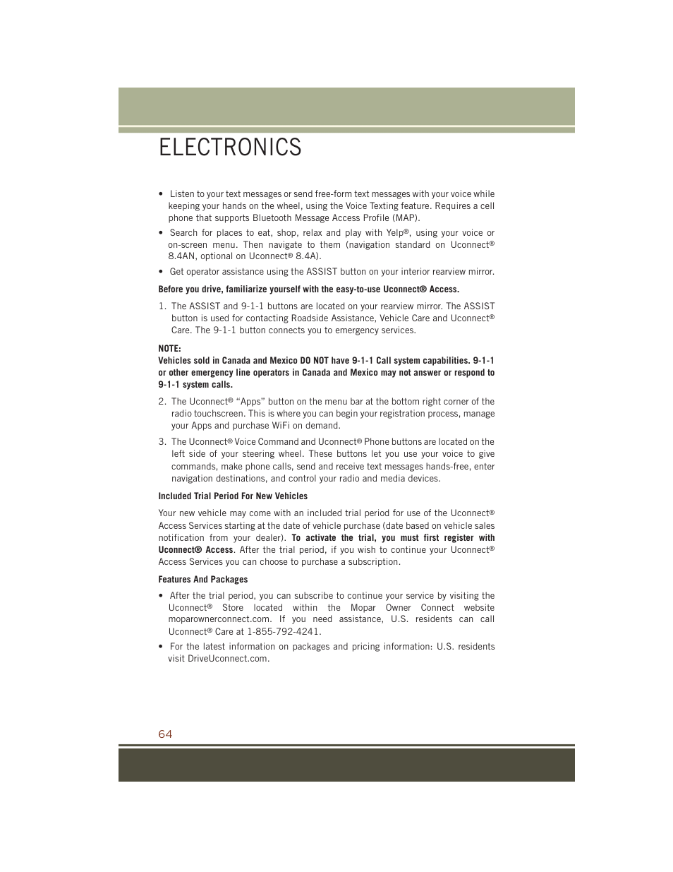 Electronics | Jeep 2015 Grand Cherokee SRT - User Guide User Manual | Page 66 / 268