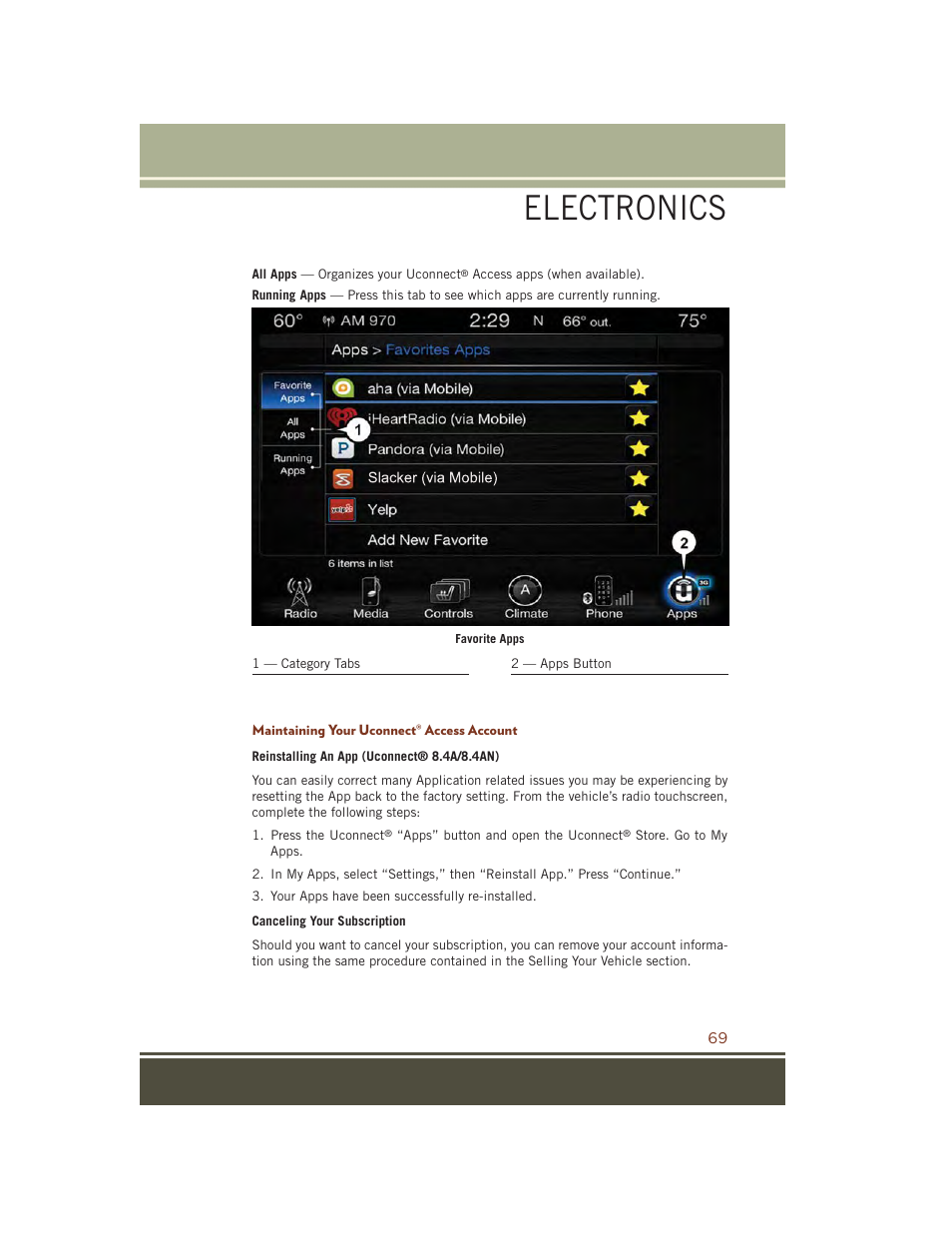Maintaining your uconnect® access account, Electronics | Jeep 2015 Grand Cherokee SRT - User Guide User Manual | Page 71 / 268