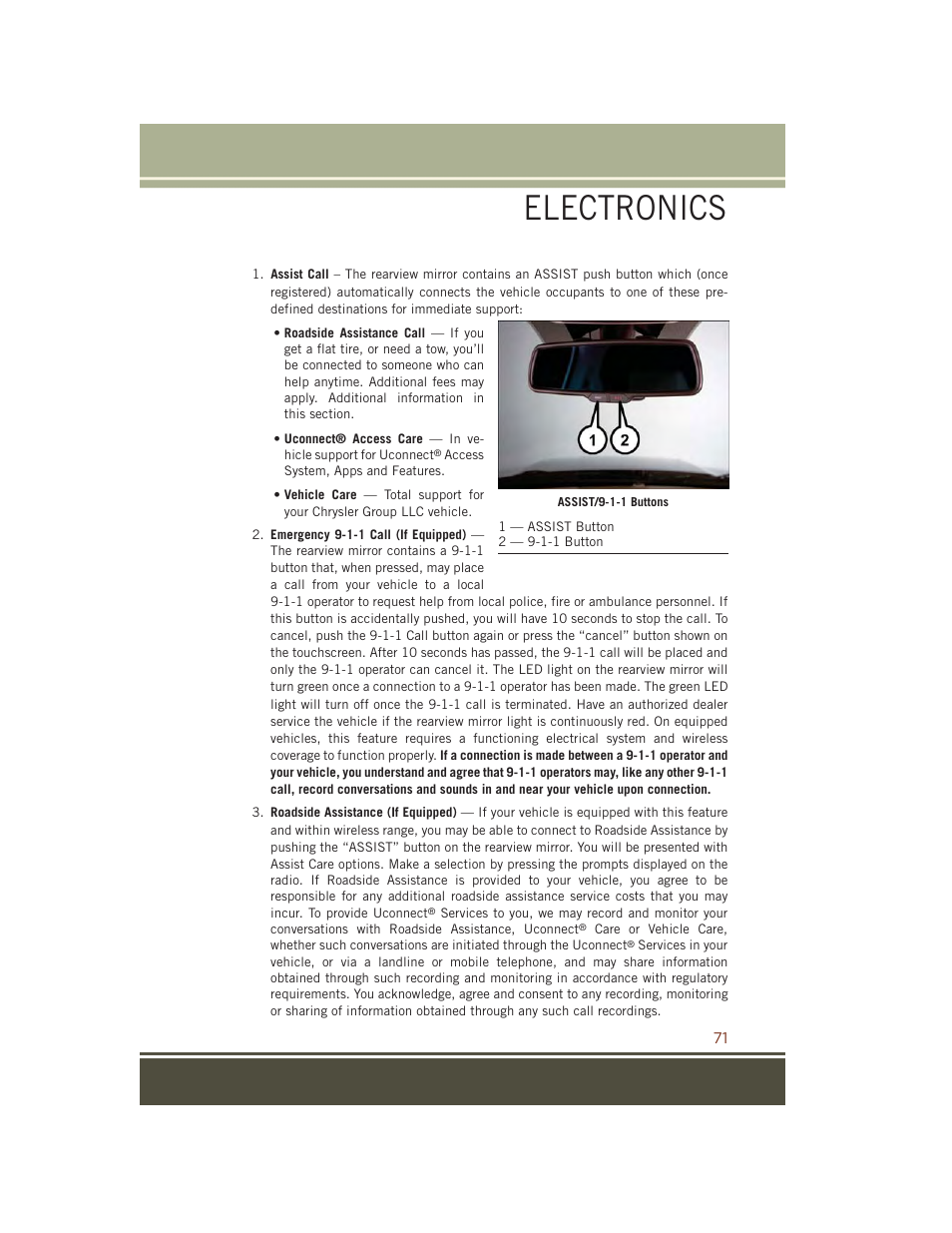 Electronics | Jeep 2015 Grand Cherokee SRT - User Guide User Manual | Page 73 / 268