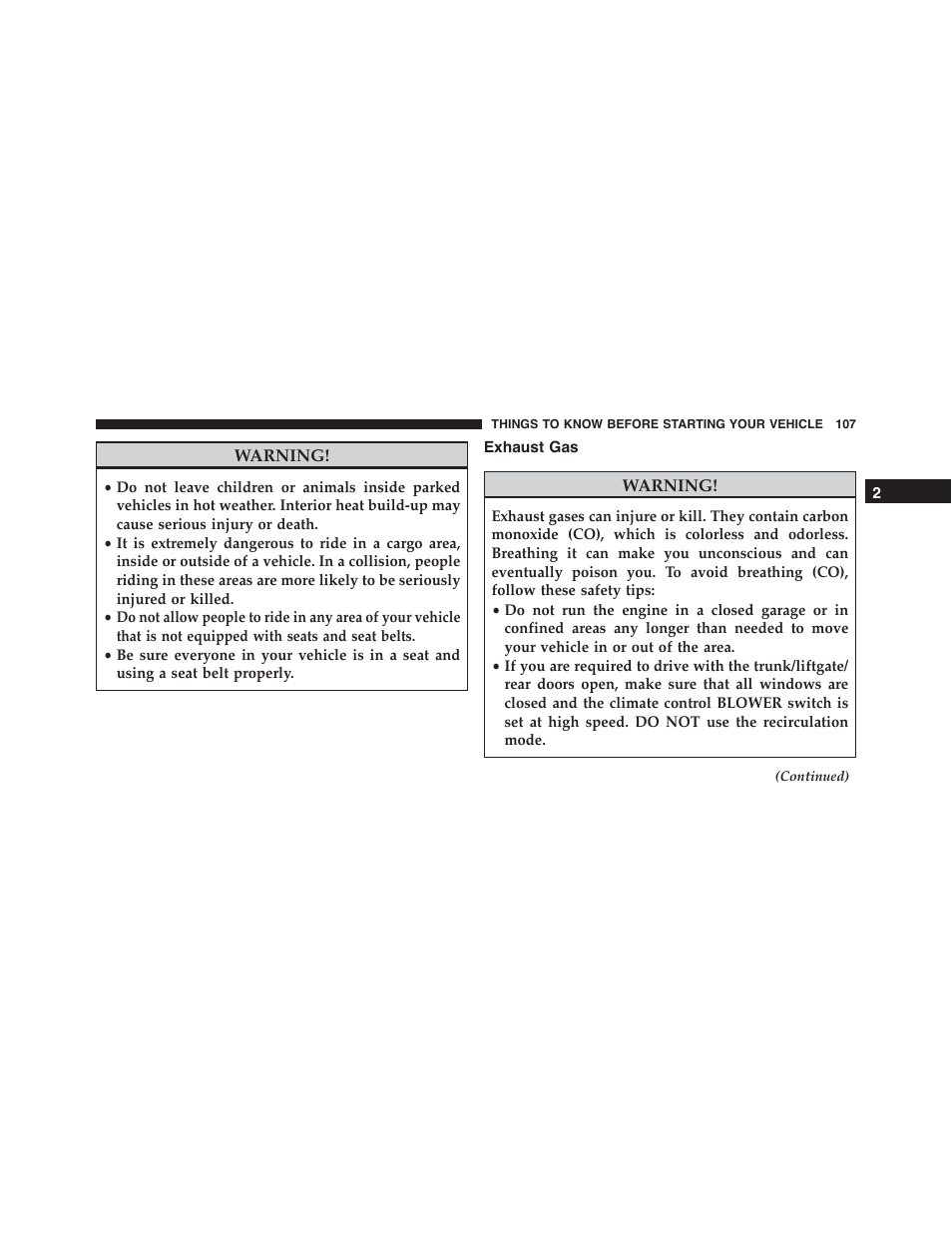 Exhaust gas | Jeep 2015 Grand Cherokee SRT - Owner Manual User Manual | Page 109 / 638