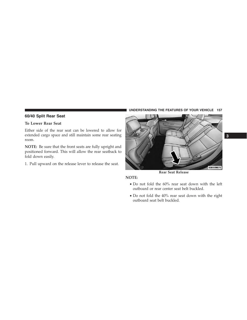 60/40 split rear seat, To lower rear seat | Jeep 2015 Grand Cherokee SRT - Owner Manual User Manual | Page 159 / 638