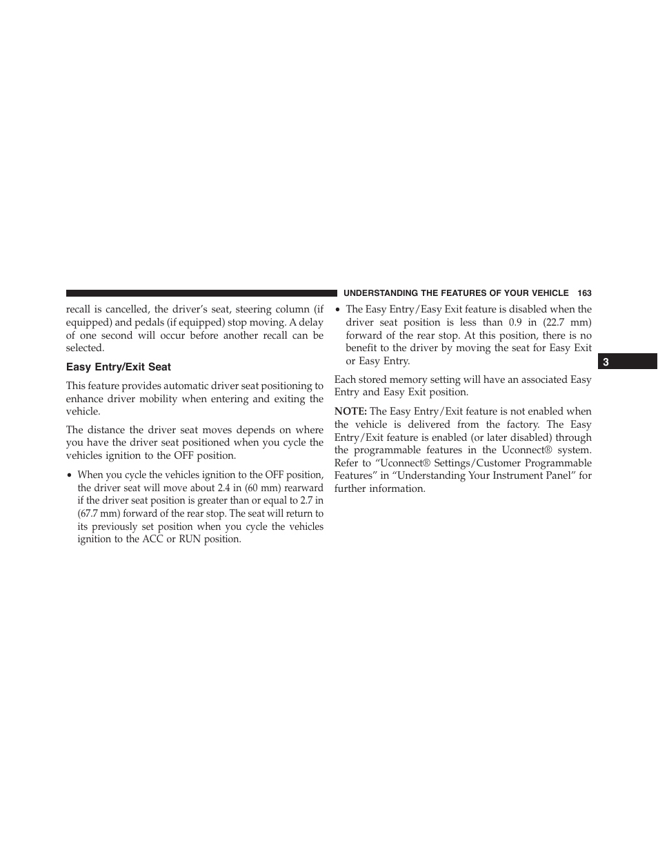 Easy entry/exit seat | Jeep 2015 Grand Cherokee SRT - Owner Manual User Manual | Page 165 / 638