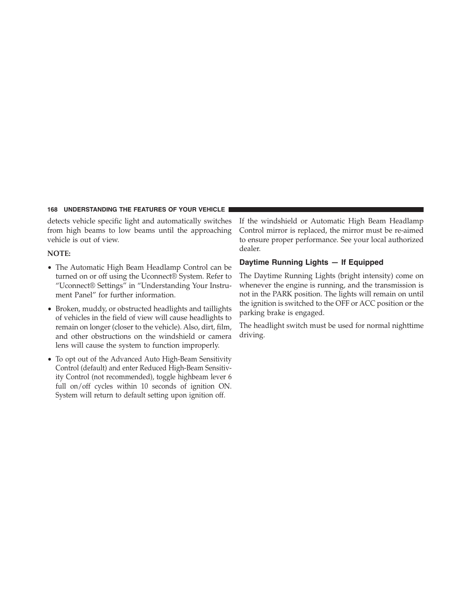 Daytime running lights — if equipped | Jeep 2015 Grand Cherokee SRT - Owner Manual User Manual | Page 170 / 638