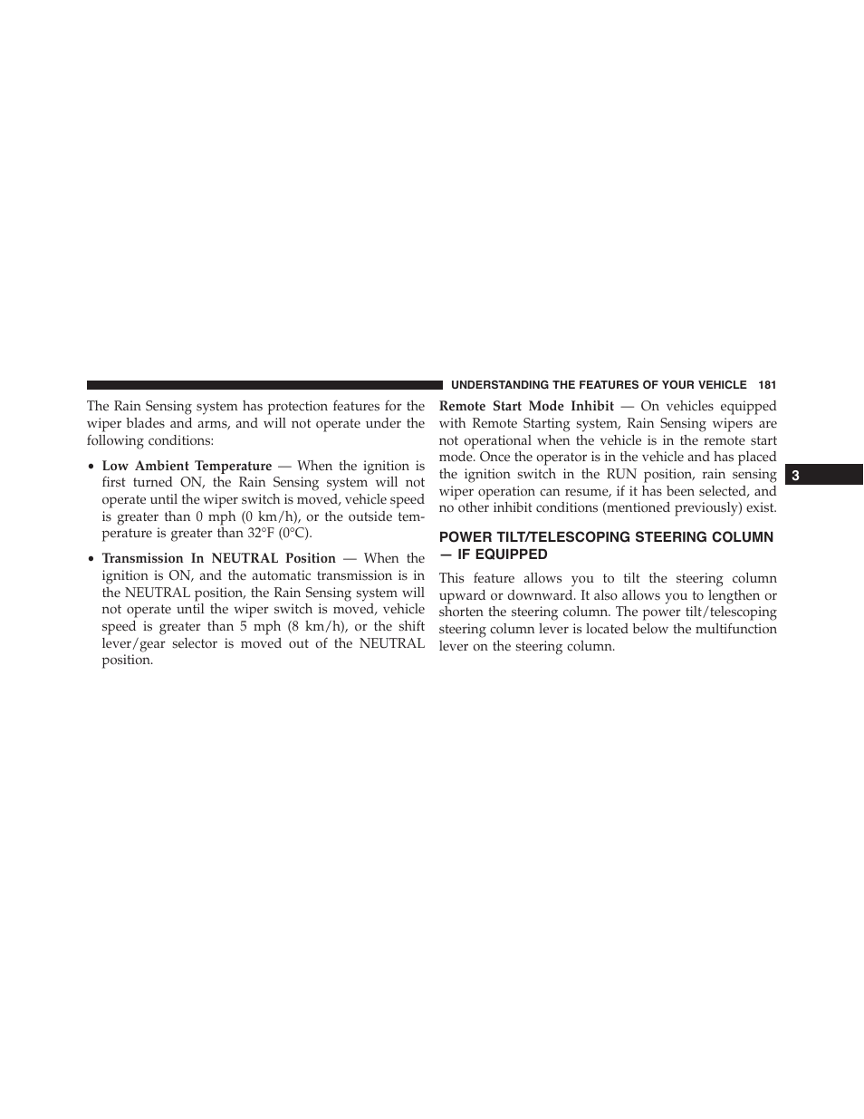 Power tilt/telescoping steering, Column — if equipped | Jeep 2015 Grand Cherokee SRT - Owner Manual User Manual | Page 183 / 638
