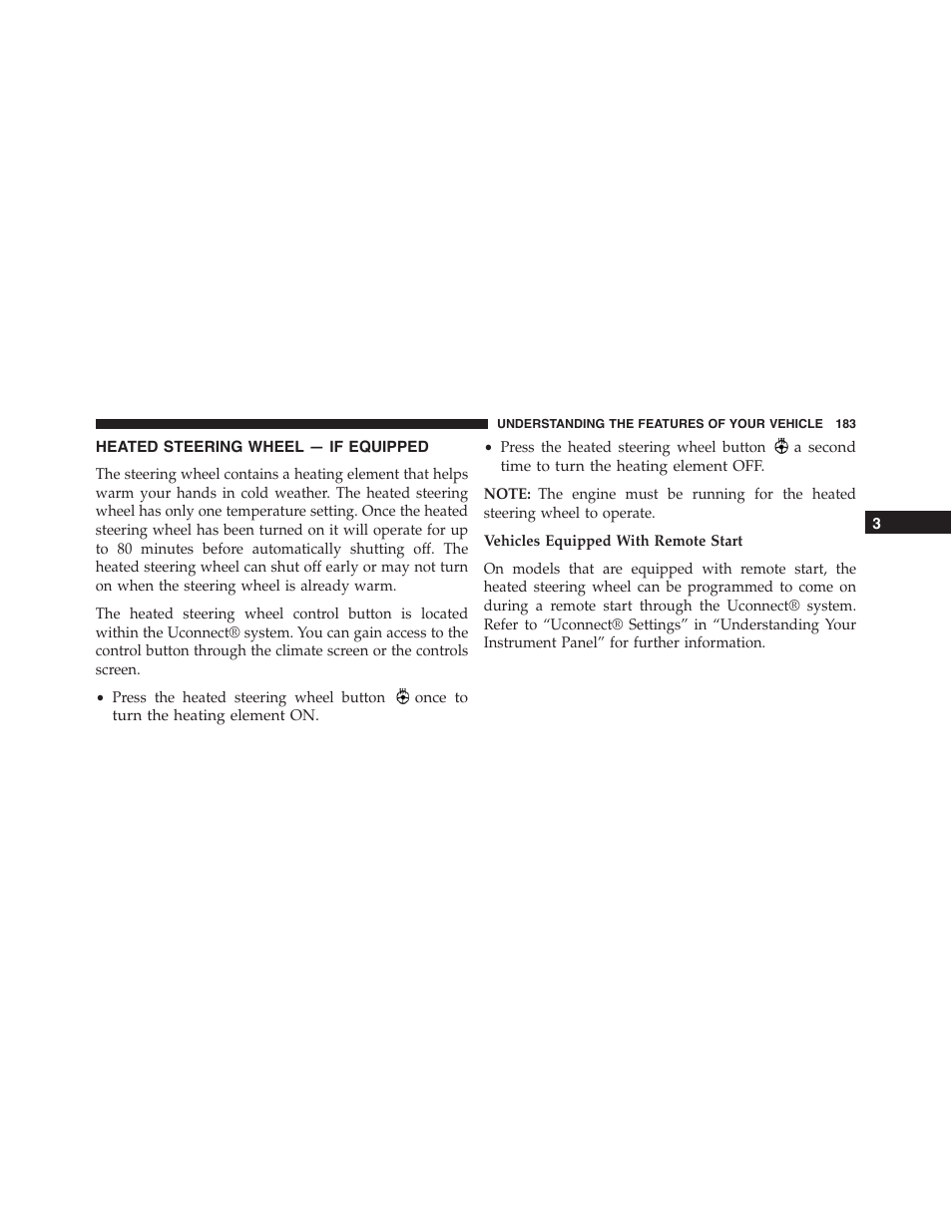 Heated steering wheel — if equipped | Jeep 2015 Grand Cherokee SRT - Owner Manual User Manual | Page 185 / 638