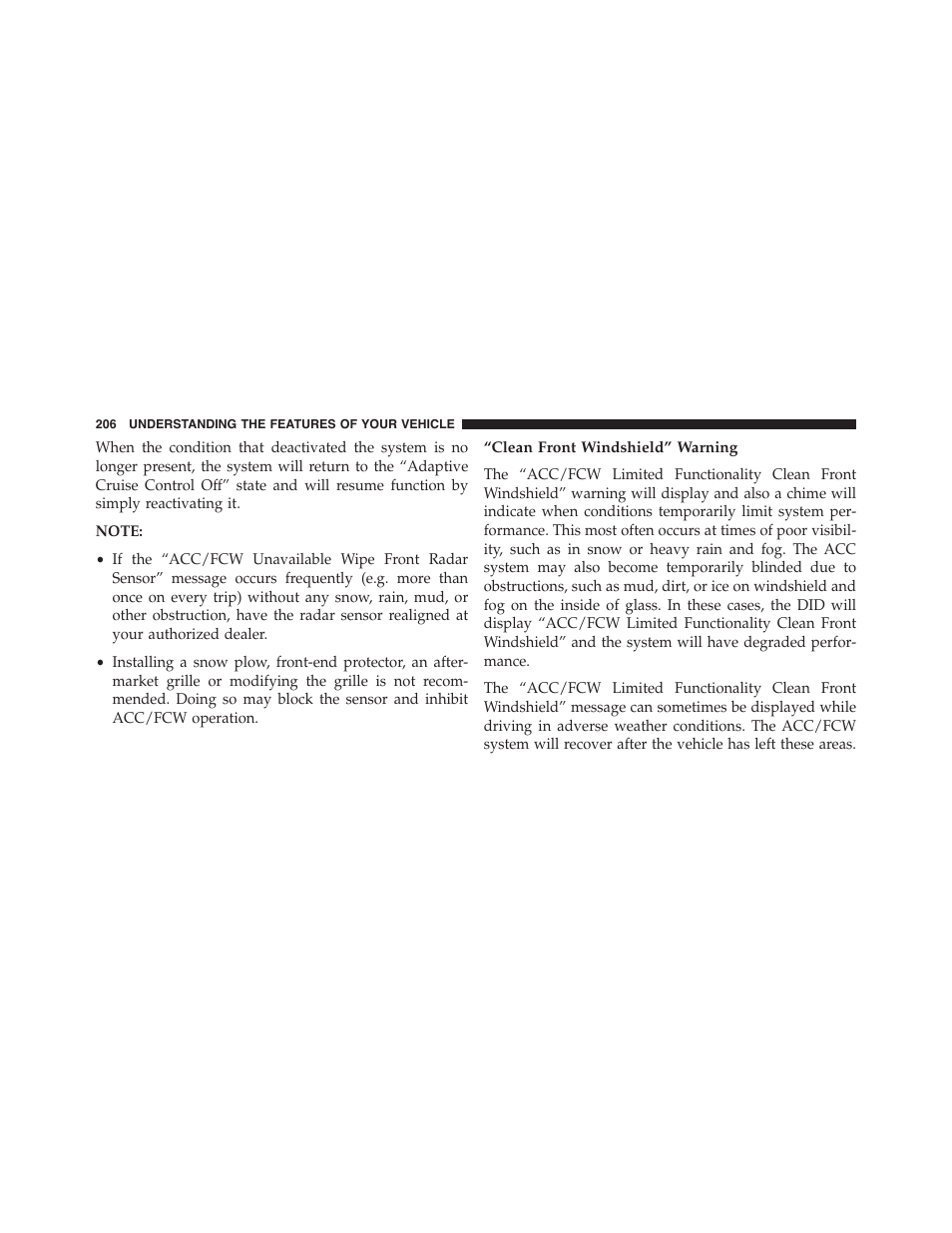 Clean front windshield” warning | Jeep 2015 Grand Cherokee SRT - Owner Manual User Manual | Page 208 / 638