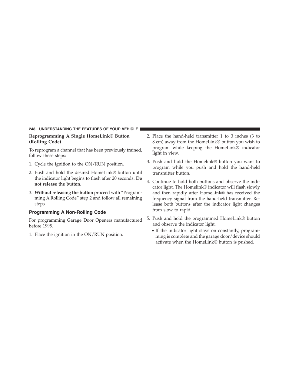 Programming a non-rolling code | Jeep 2015 Grand Cherokee SRT - Owner Manual User Manual | Page 250 / 638