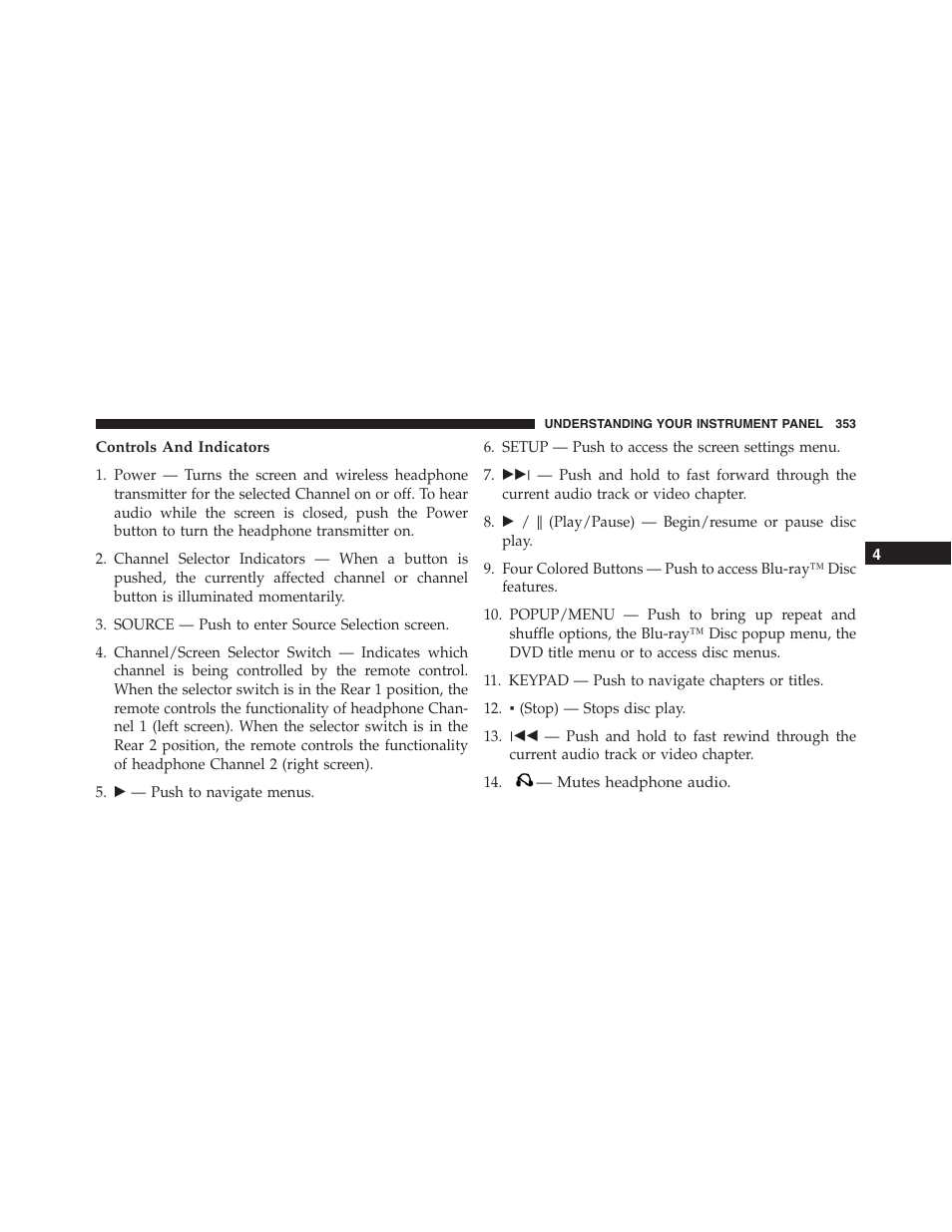 Controls and indicators | Jeep 2015 Grand Cherokee SRT - Owner Manual User Manual | Page 355 / 638