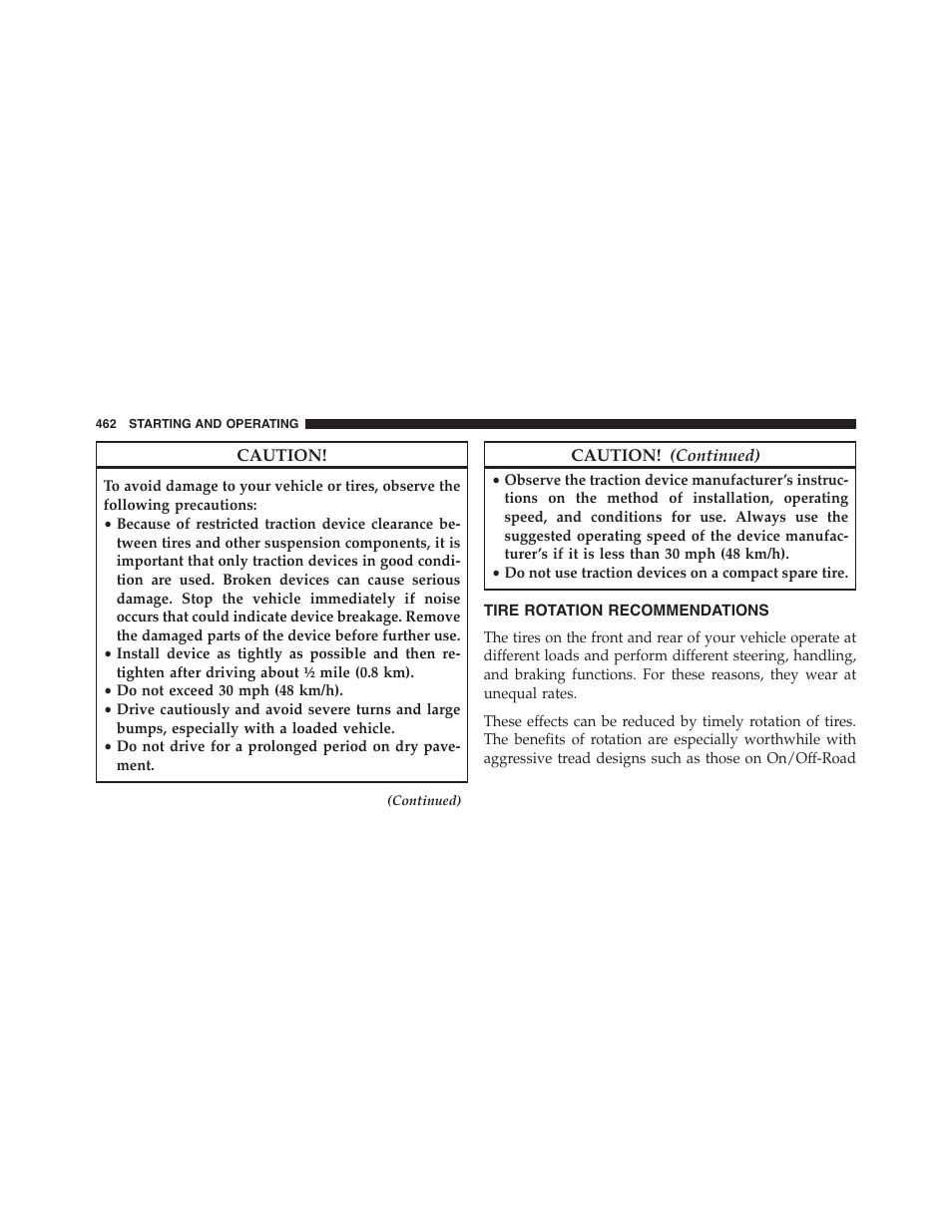 Tire rotation recommendations | Jeep 2015 Grand Cherokee SRT - Owner Manual User Manual | Page 464 / 638