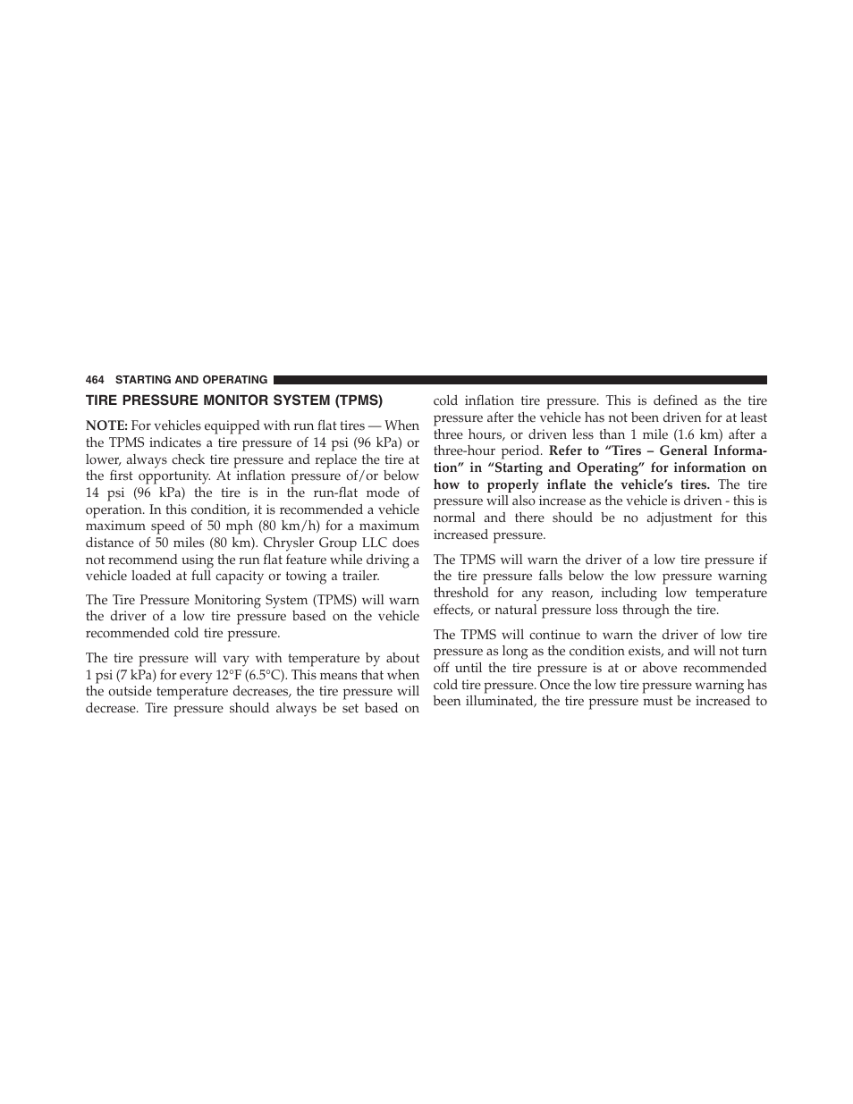 Tire pressure monitor system (tpms) | Jeep 2015 Grand Cherokee SRT - Owner Manual User Manual | Page 466 / 638