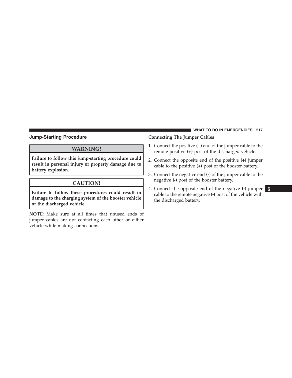 Jump-starting procedure | Jeep 2015 Grand Cherokee SRT - Owner Manual User Manual | Page 519 / 638