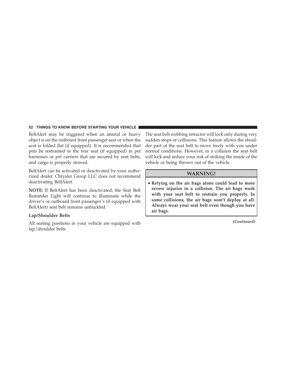 Lap/shoulder belts | Jeep 2015 Grand Cherokee SRT - Owner Manual User Manual | Page 54 / 638