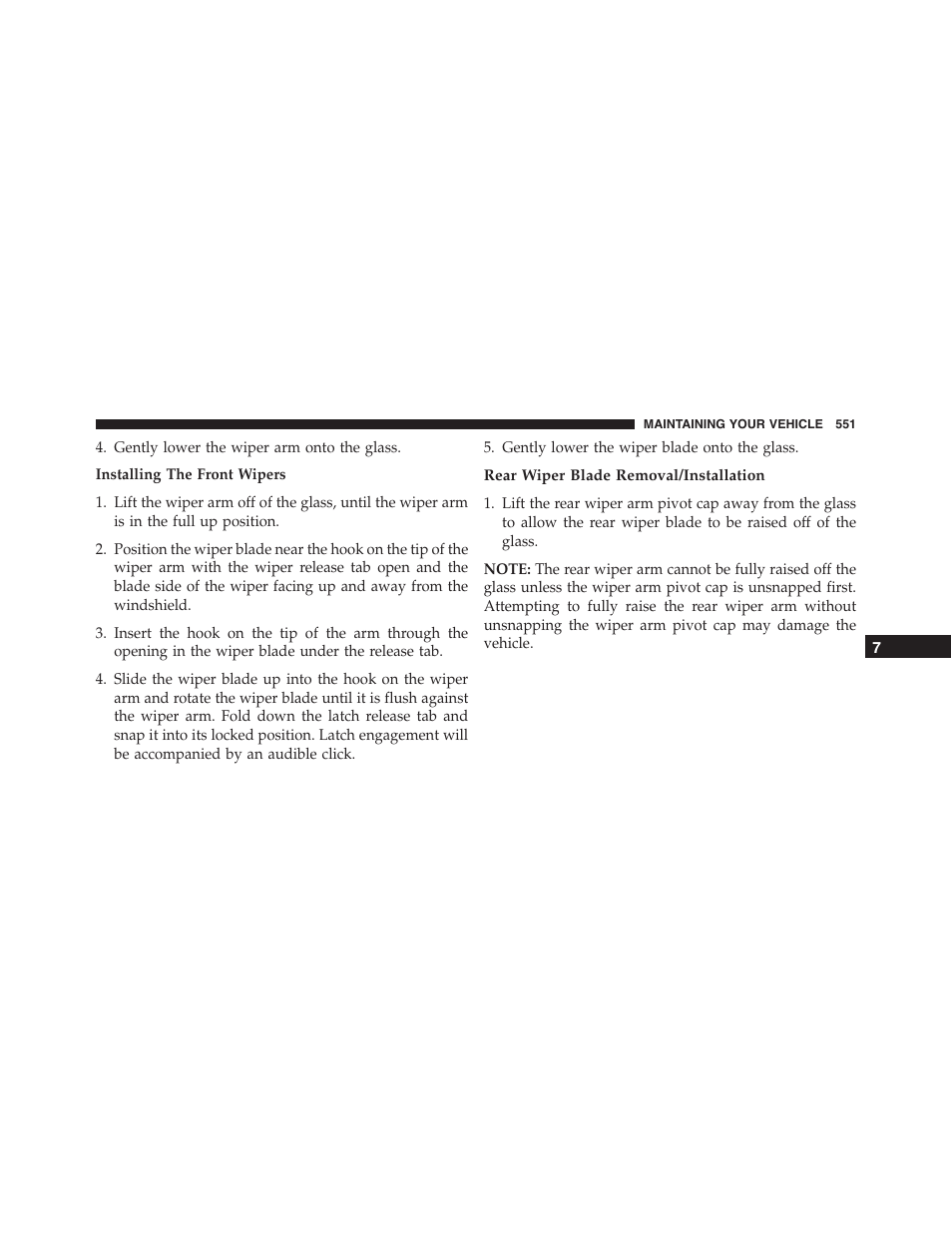 Rear wiper blade removal/installation | Jeep 2015 Grand Cherokee SRT - Owner Manual User Manual | Page 553 / 638