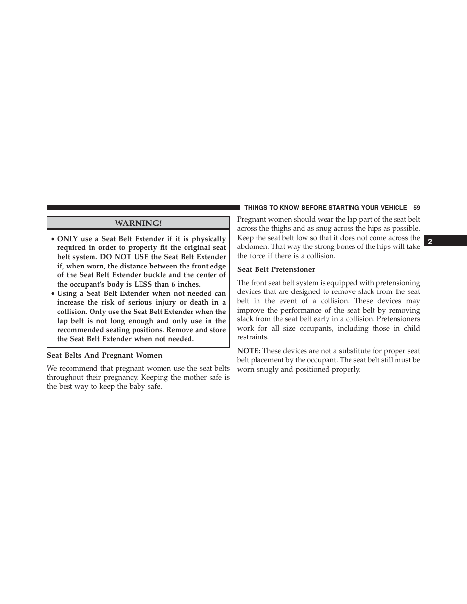 Seat belts and pregnant women, Seat belt pretensioner | Jeep 2015 Grand Cherokee SRT - Owner Manual User Manual | Page 61 / 638