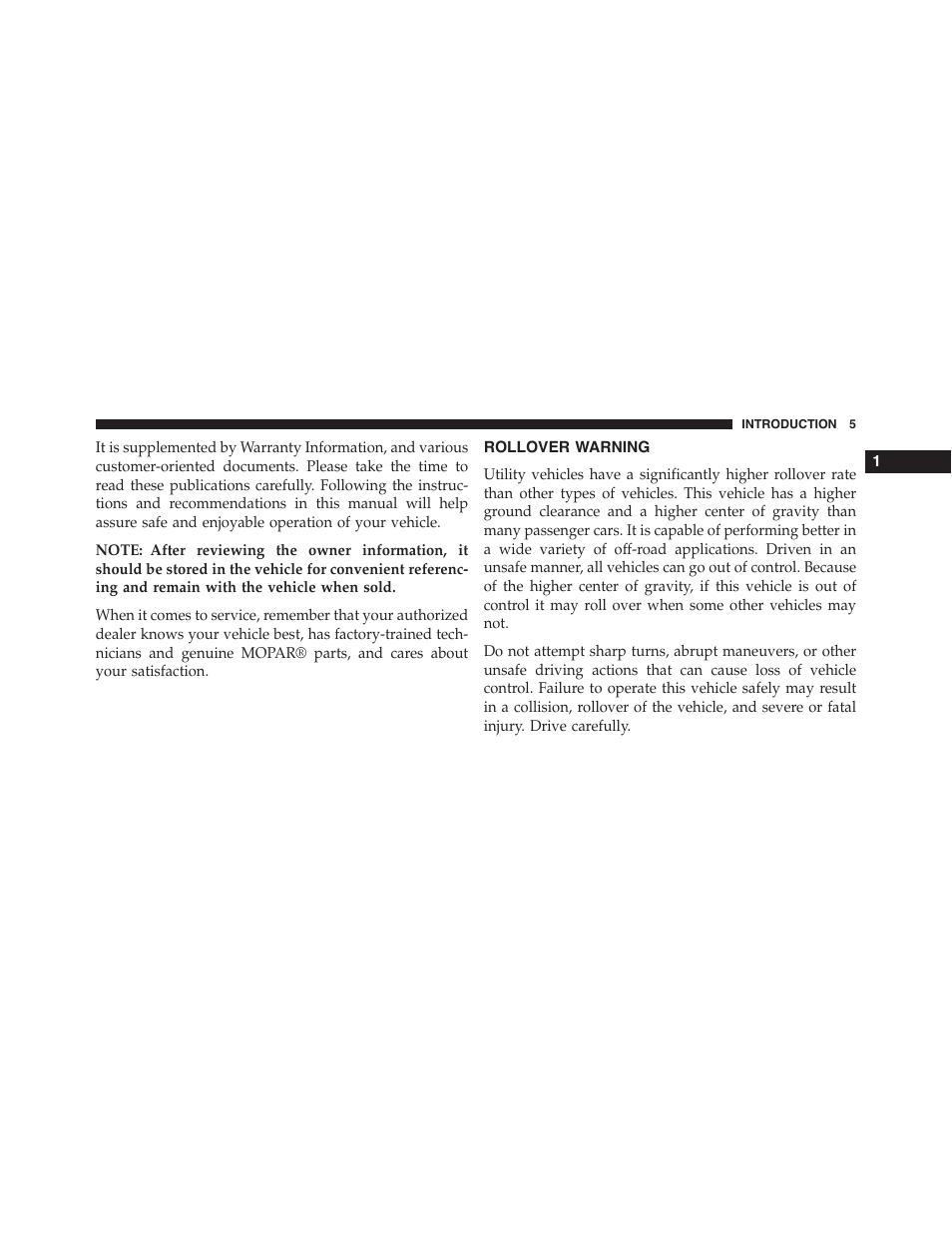 Rollover warning | Jeep 2015 Grand Cherokee SRT - Owner Manual User Manual | Page 7 / 638
