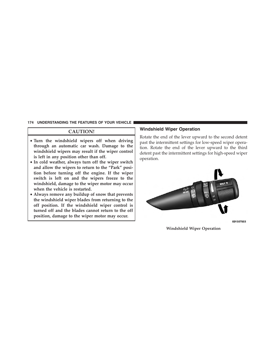 Windshield wiper operation | Jeep 2015 Patriot - Owner Manual User Manual | Page 176 / 568