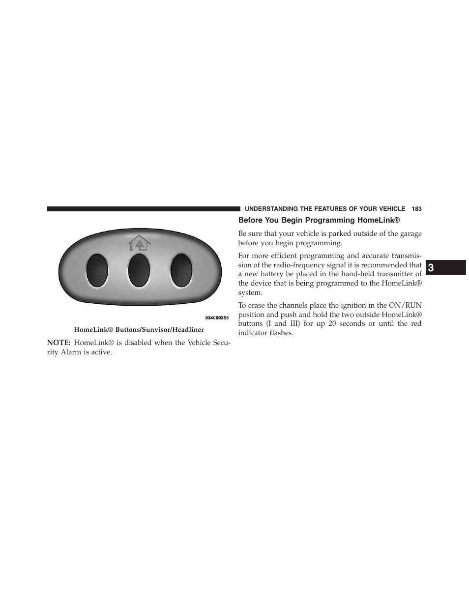 Before you begin programming homelink | Jeep 2015 Patriot - Owner Manual User Manual | Page 185 / 568