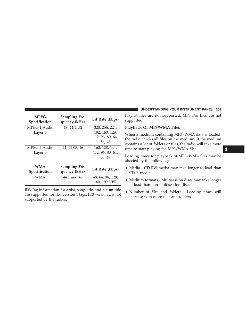 Playback of mp3/wma files | Jeep 2015 Patriot - Owner Manual User Manual | Page 261 / 568