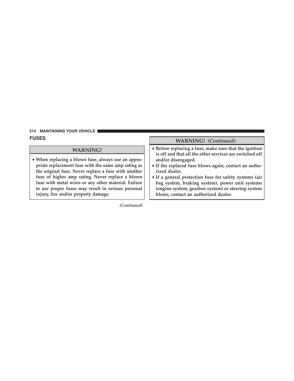 Fuses | Jeep 2015 Patriot - Owner Manual User Manual | Page 516 / 568