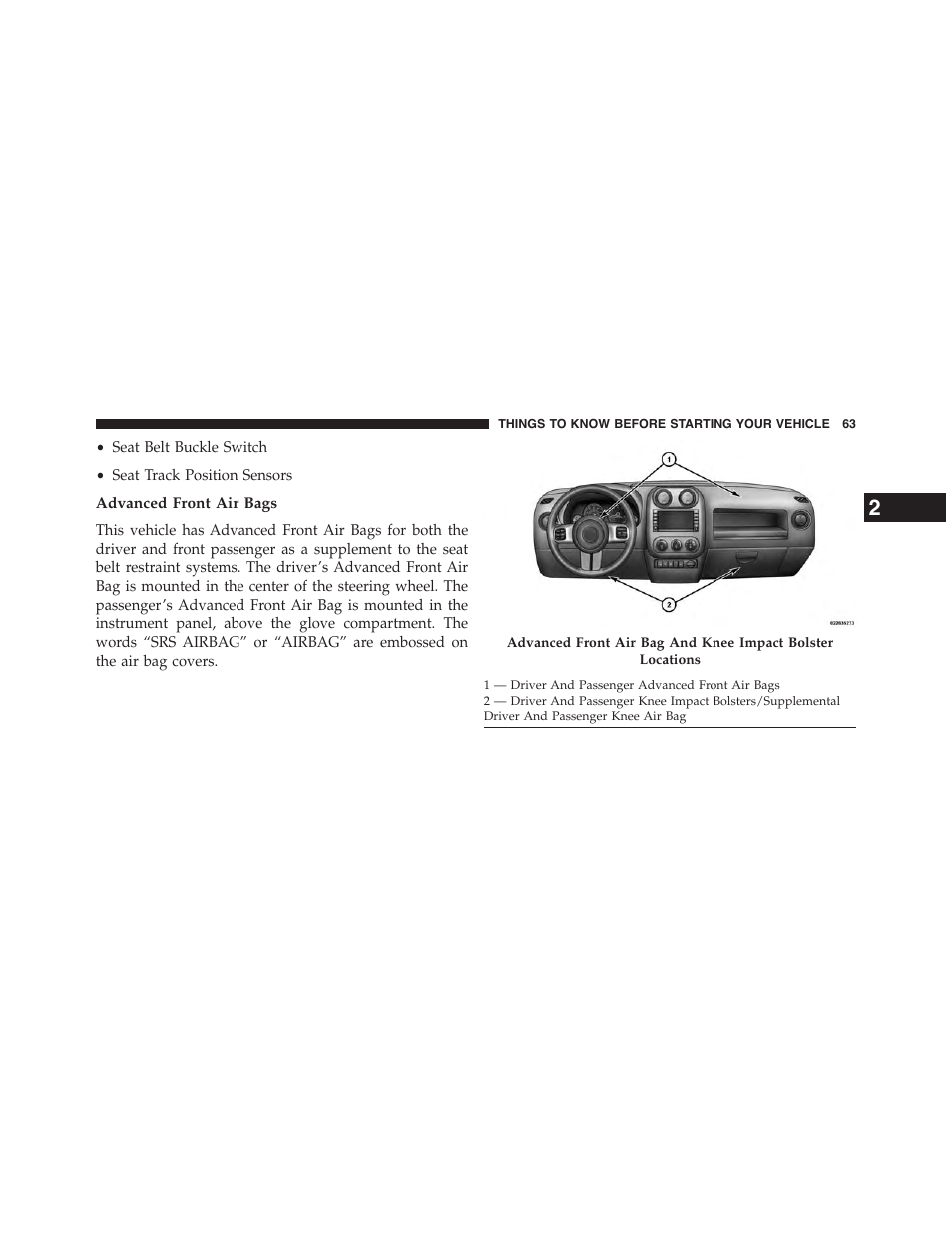 Advanced front air bags | Jeep 2015 Patriot - Owner Manual User Manual | Page 65 / 568