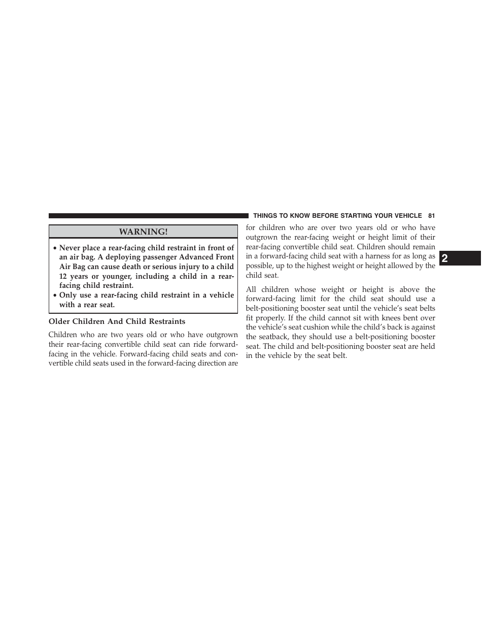 Older children and child restraints | Jeep 2015 Patriot - Owner Manual User Manual | Page 83 / 568