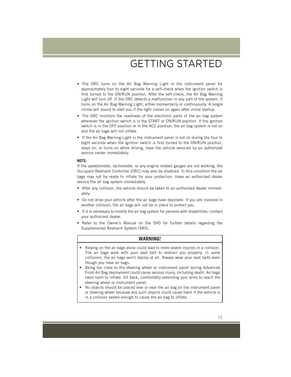 Getting started | Jeep 2015 Patriot - User Guide User Manual | Page 17 / 132