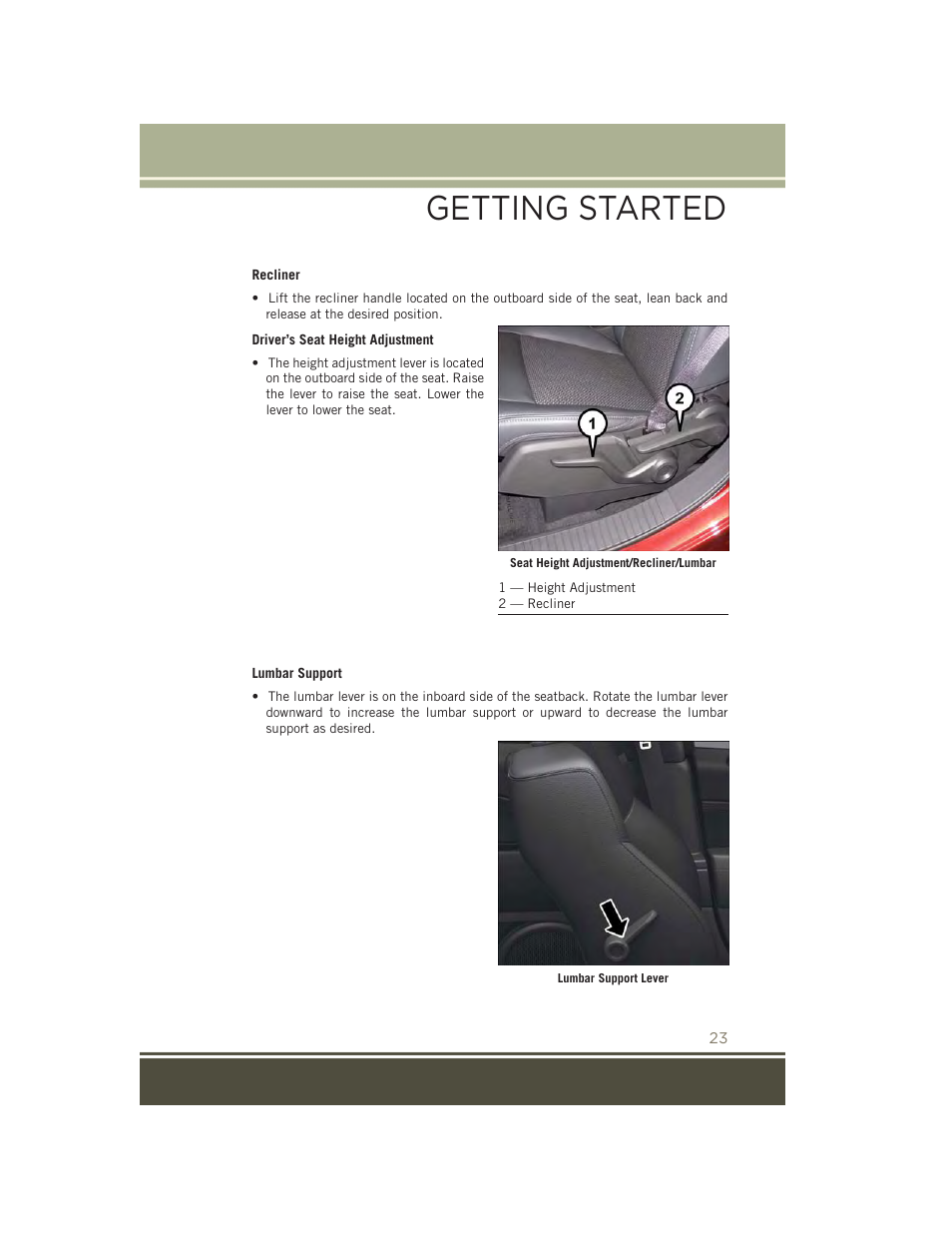 Getting started | Jeep 2015 Patriot - User Guide User Manual | Page 25 / 132