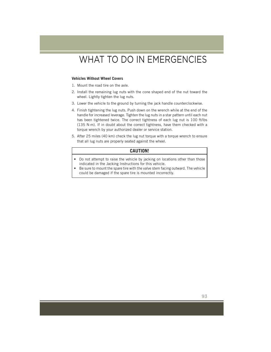 What to do in emergencies | Jeep 2015 Patriot - User Guide User Manual | Page 95 / 132
