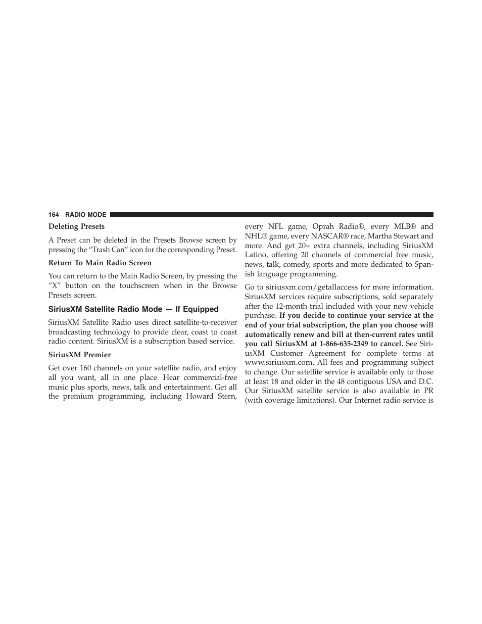 Siriusxm satellite radio mode — if equipped | Jeep 2015 Renegade - Uconnect 65A/65AN Manual User Manual | Page 165 / 250